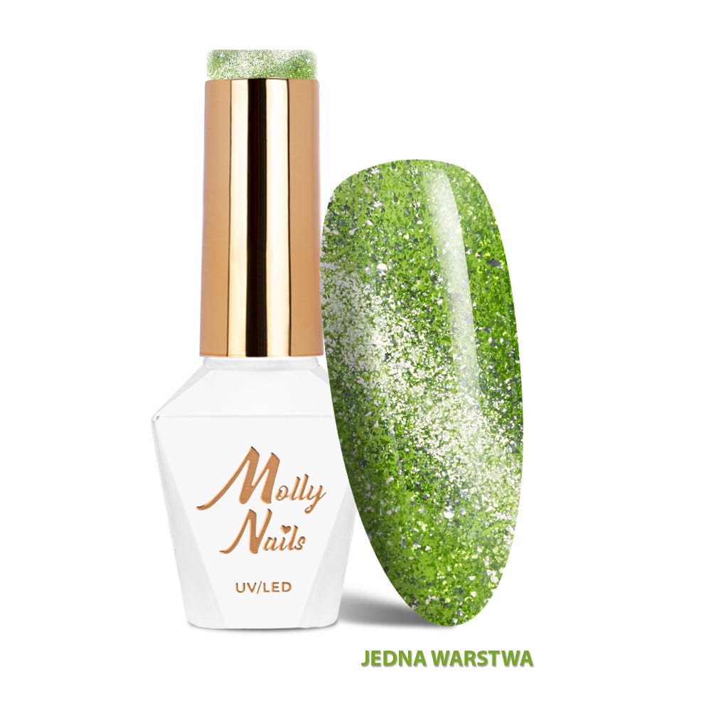 Lakier hybrydowy LED/UV Gel Polish Cat Eye Glacier Crush Nr 250 Emerald Molly Nails HEMA/Di-HEMA Free 8g