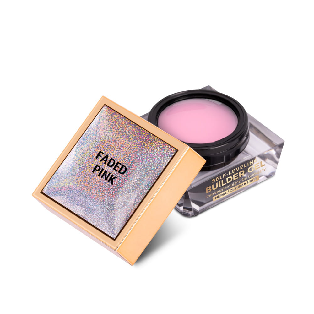 Budujący żel samopoziomujący twardy średniogęsty builder gel self leveling Molly Nails Faded Pink HEMA/Di-HEMA Free 15 g