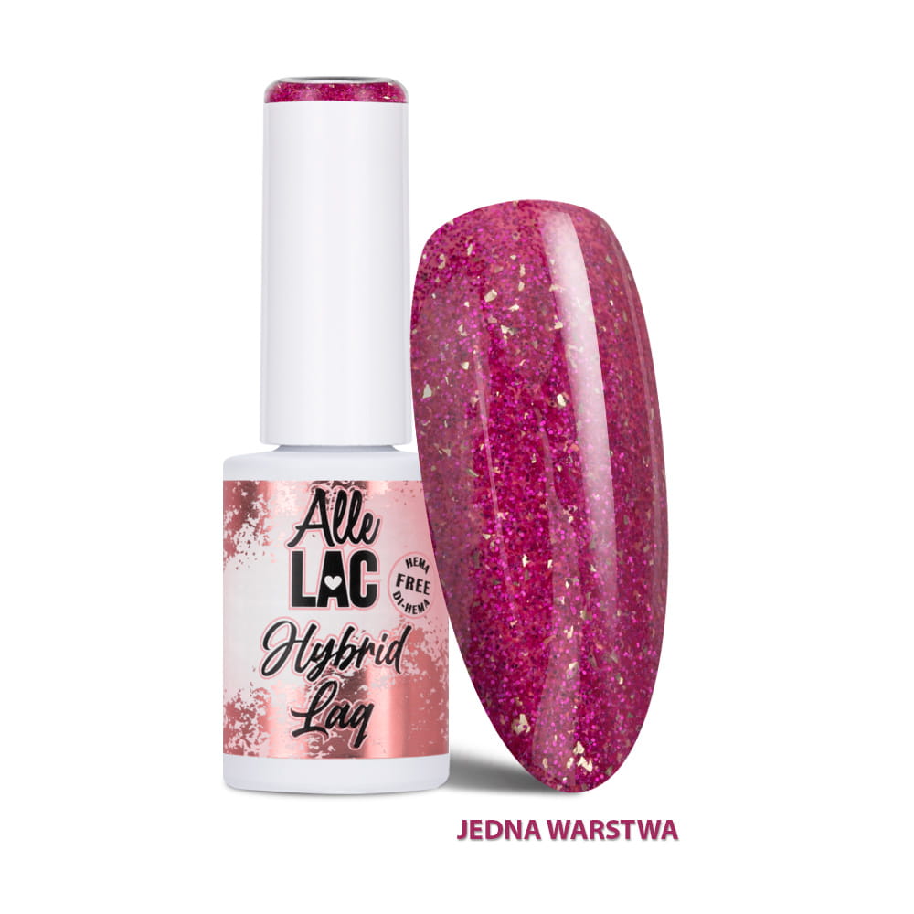 Lakier hybrydowy LED/UV Gel Polish Pinks PI14 Fuchsia Glitter AlleLac HEMA/Di-HEMA Free 6g