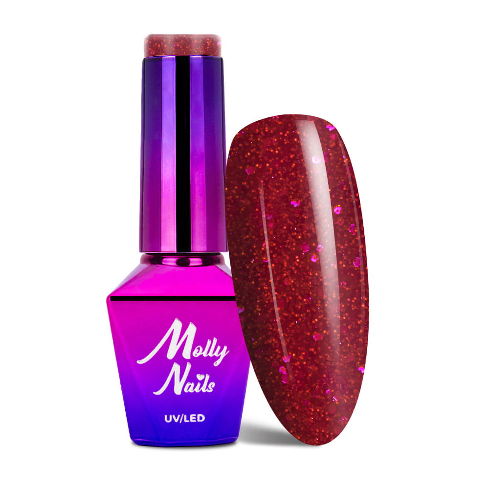 Lakier hybrydowy LED/UV Gel Polish Molly Nails Bling it on! Nr 506 Red me now 8g