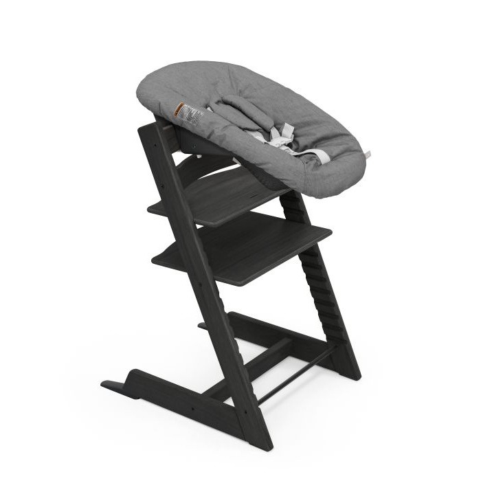 Stokke Tripp Trapp + Newborn Set - rosnące krzesełko do karmienia z zestawem dla noworodka-Oak Black (drewno dębowe)-Anthracite