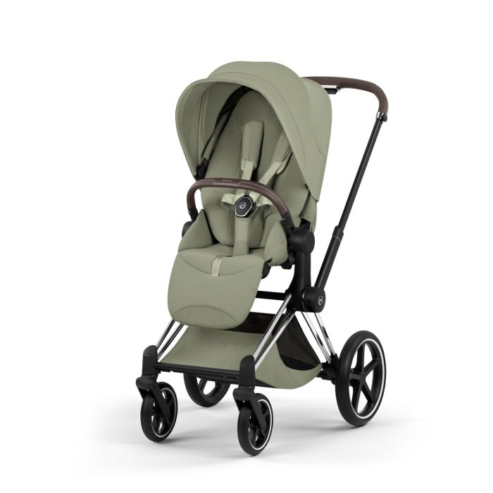 Cybex Priam 5.0 Style - wózek spacerowy-Sage Green-Chrome (with brown leather)