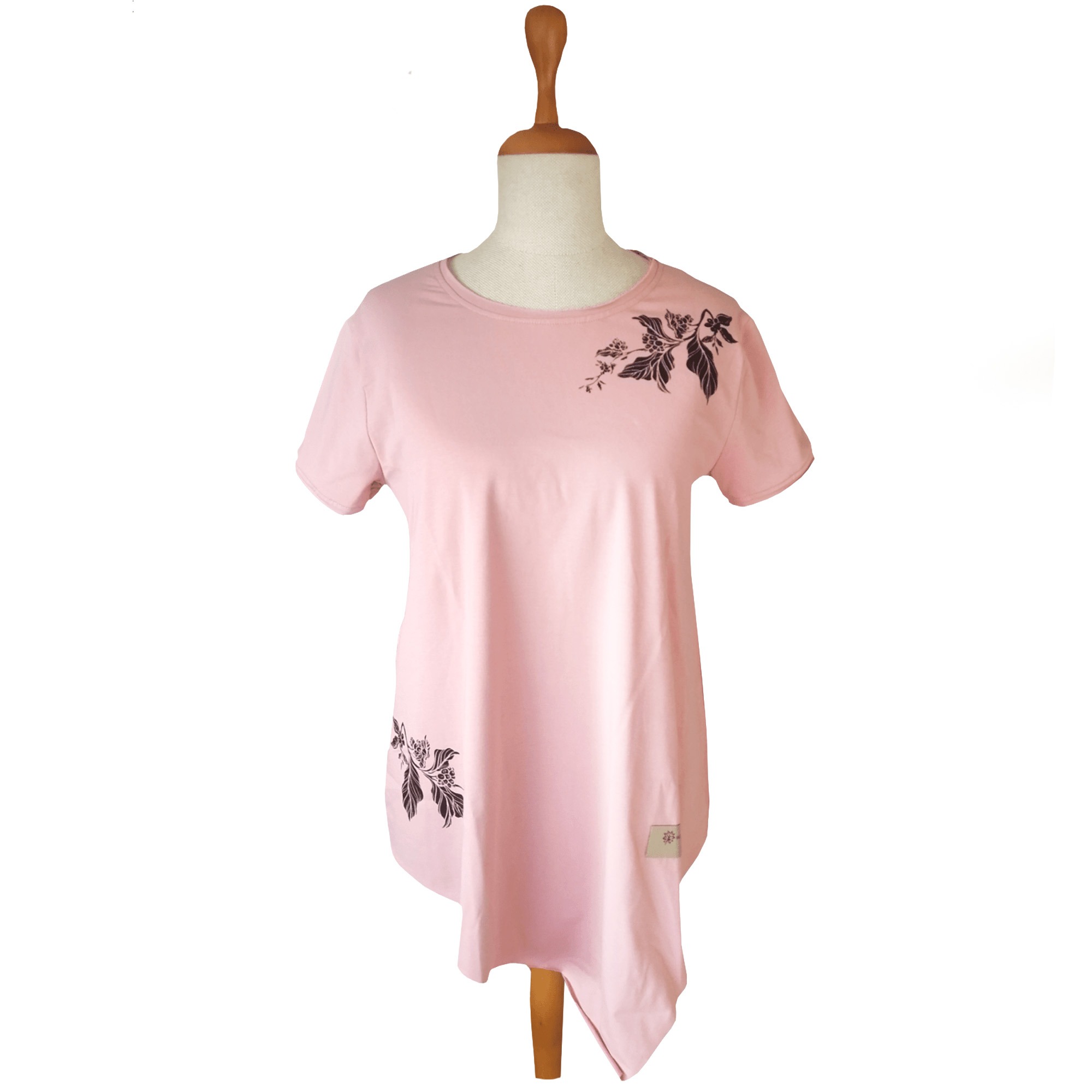 T-SHIRT COFFEE LEAF – Pudrowy Róż koszulka, bluzka - XS/S