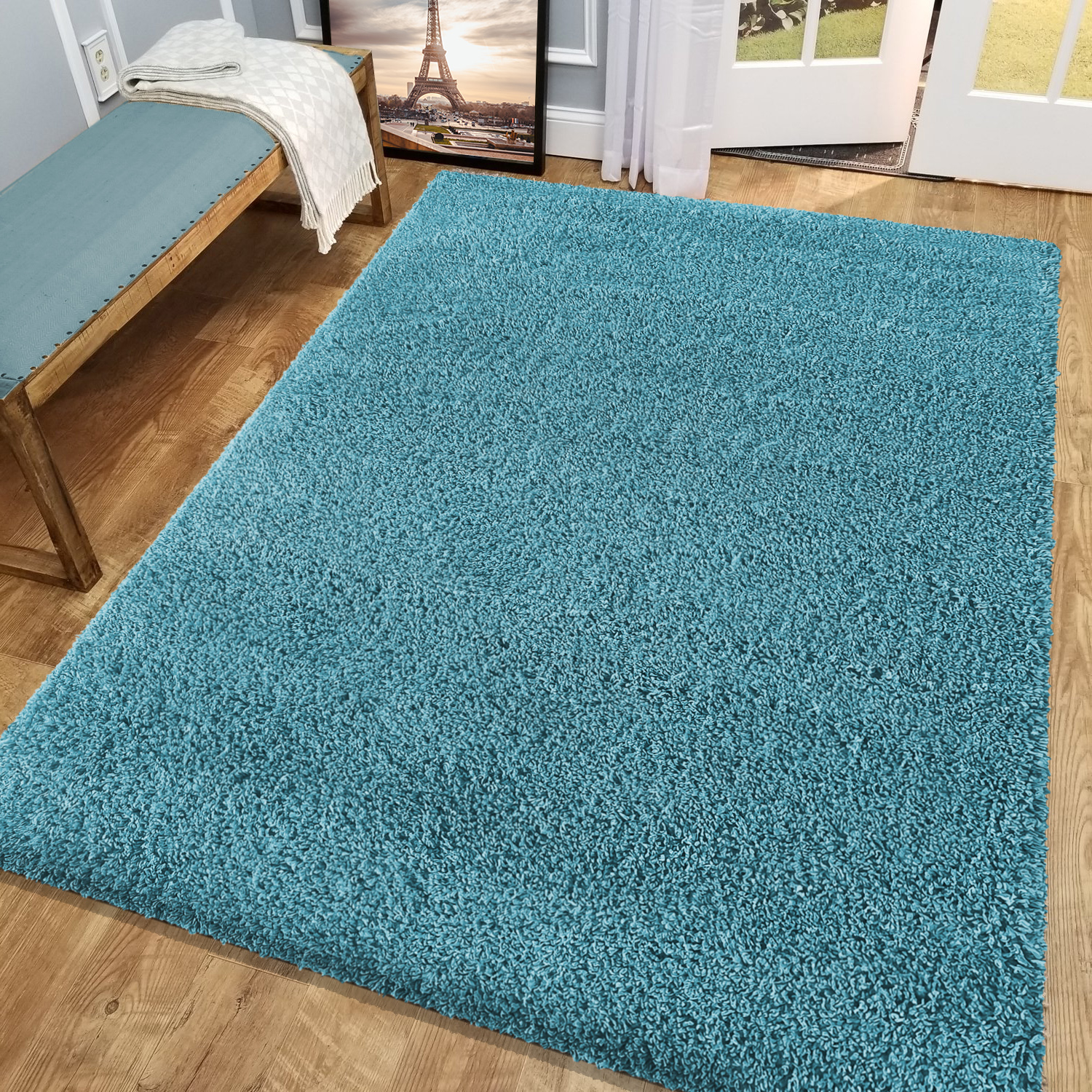 Dywan - 120 x 170 cm - Turkusowy - Shaggy - Dywanopol