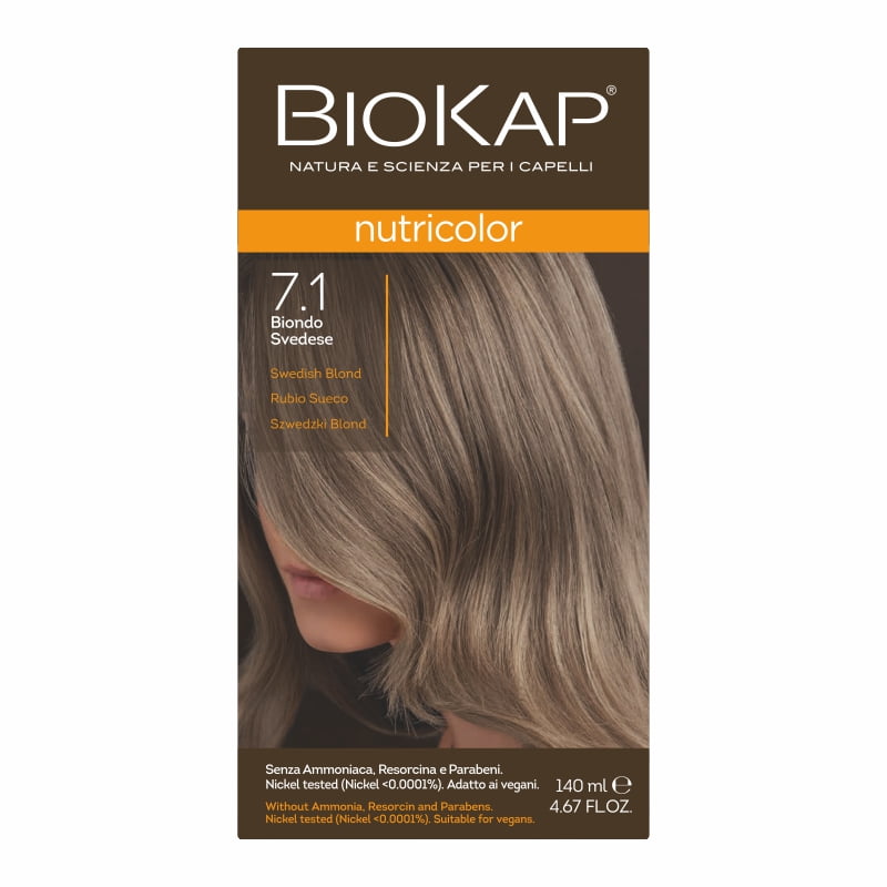 Biokap Nutricolor Farba do Włosów | Szwedzki Blond 7.1 | Pokrywa Siwe Włosy | Bez Amoniaku
