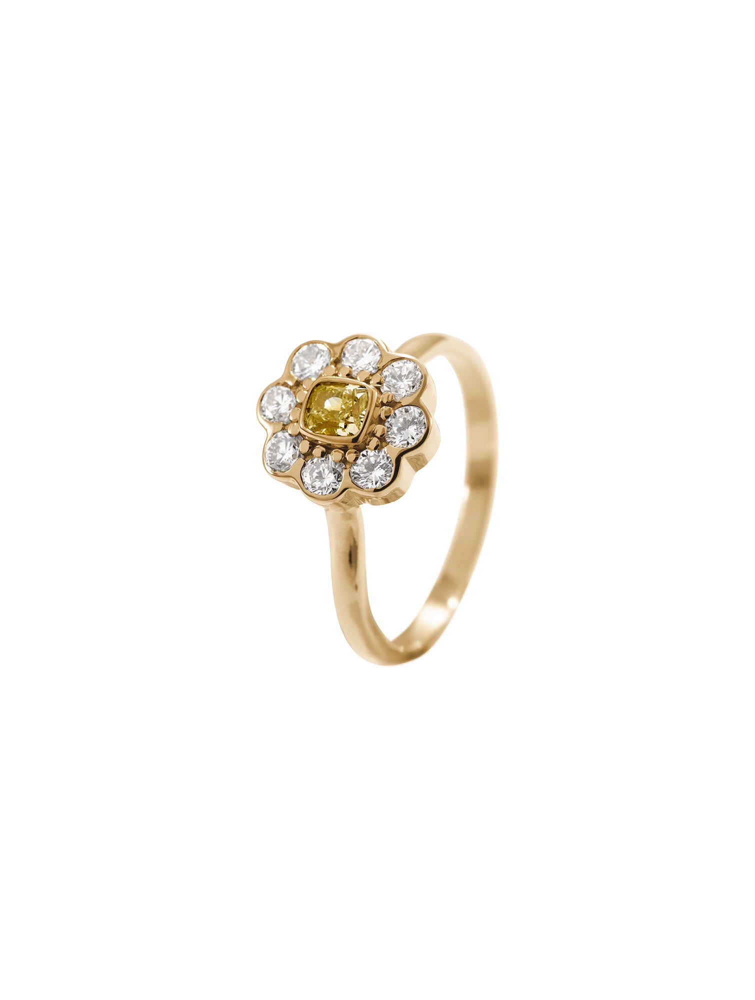 Bellis Ring - sygnet w kształcie kwiatu wysadzany diamentami, 0.66