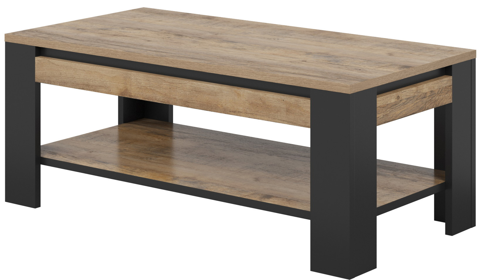 Ława do salonu z półką prostokątna 60 cm dąb samdal TIVOLI