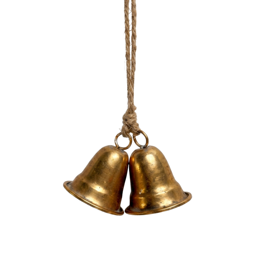Zawieszka dzwonek metalowy 2szt. złoty 7cm