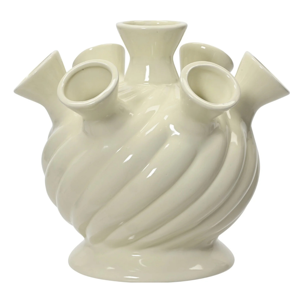Wazon ceramiczny holenderski biały 7 otworów 20 cm