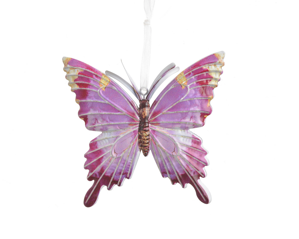 Zawieszka dekoracyjna motyl metalowy różowy 9,5 cm