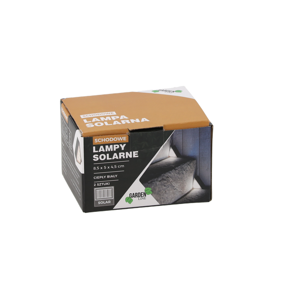 Lampki solarne na schody biały ciepły 8x5cm komplet 2szt