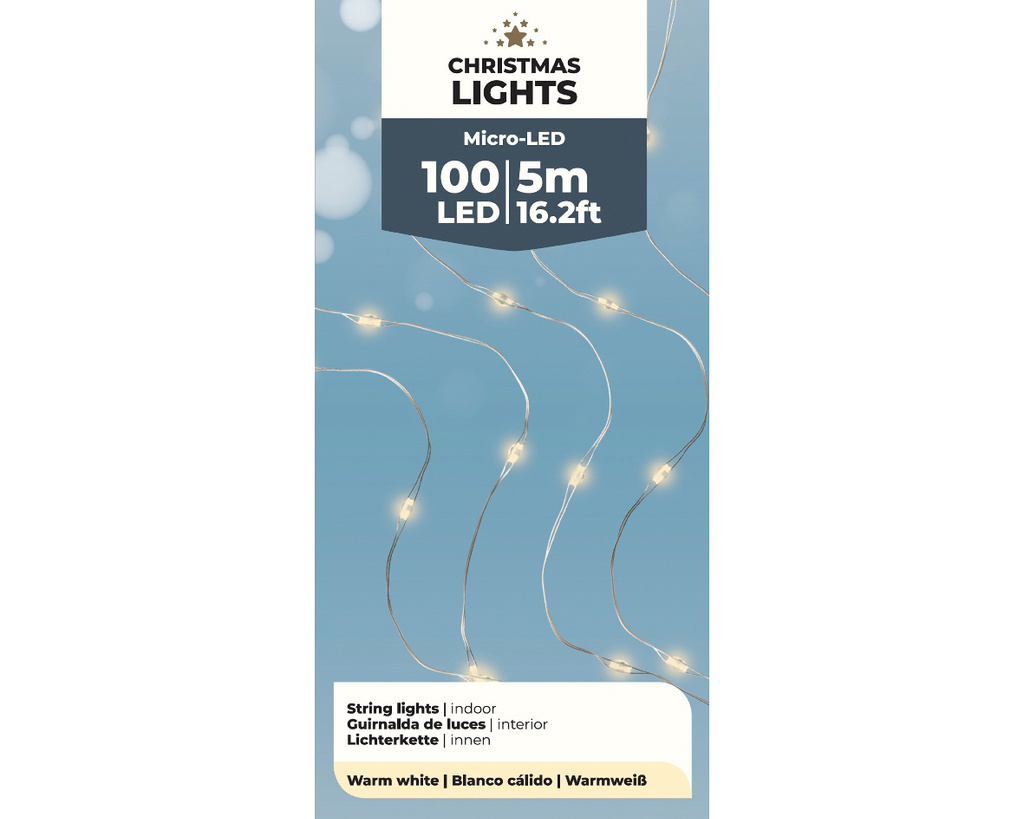 Lampki na baterie 100 mikro LED 5m srebrny drucik
