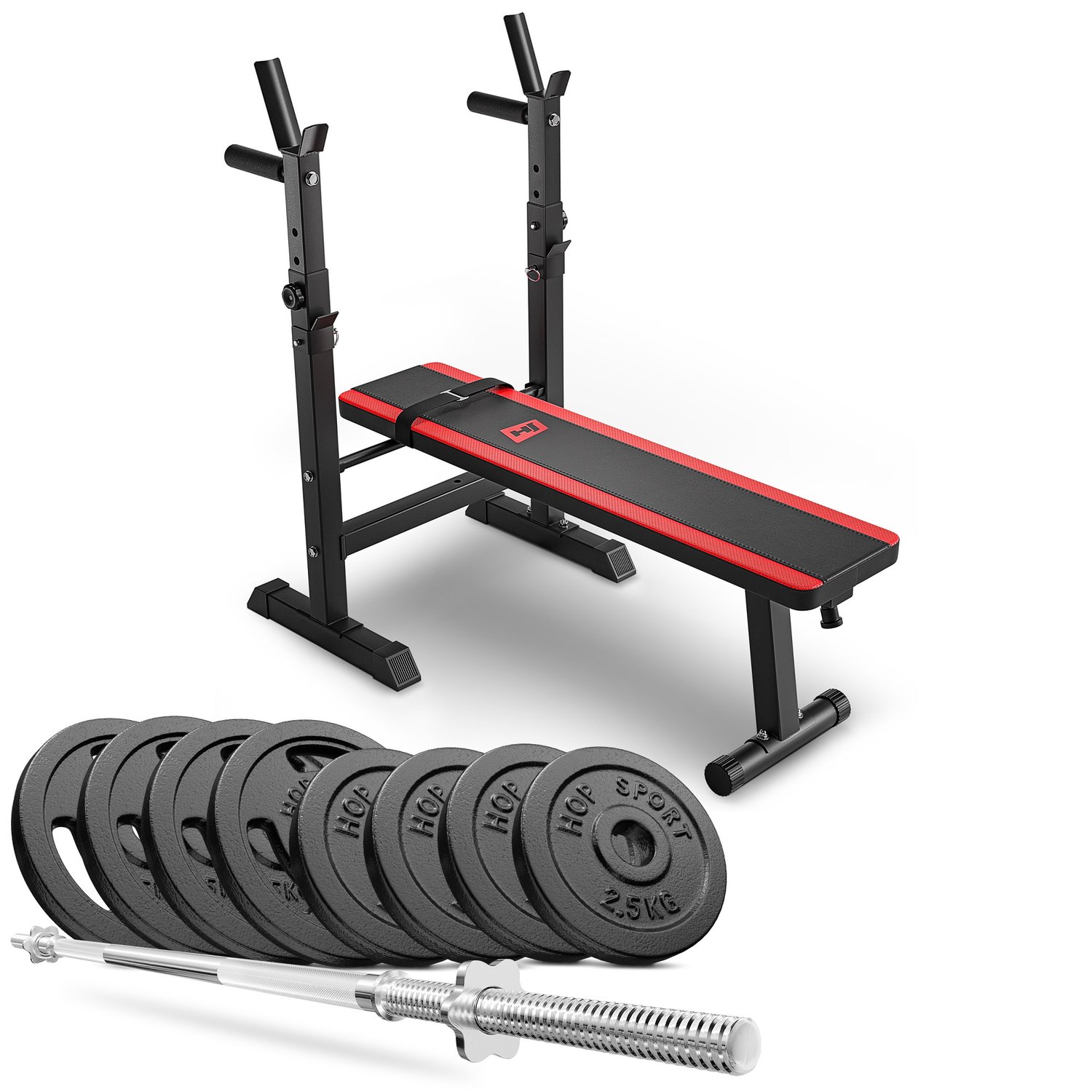 Gusseisen Hantelset 39 kg mit Hantelbank HS-1080