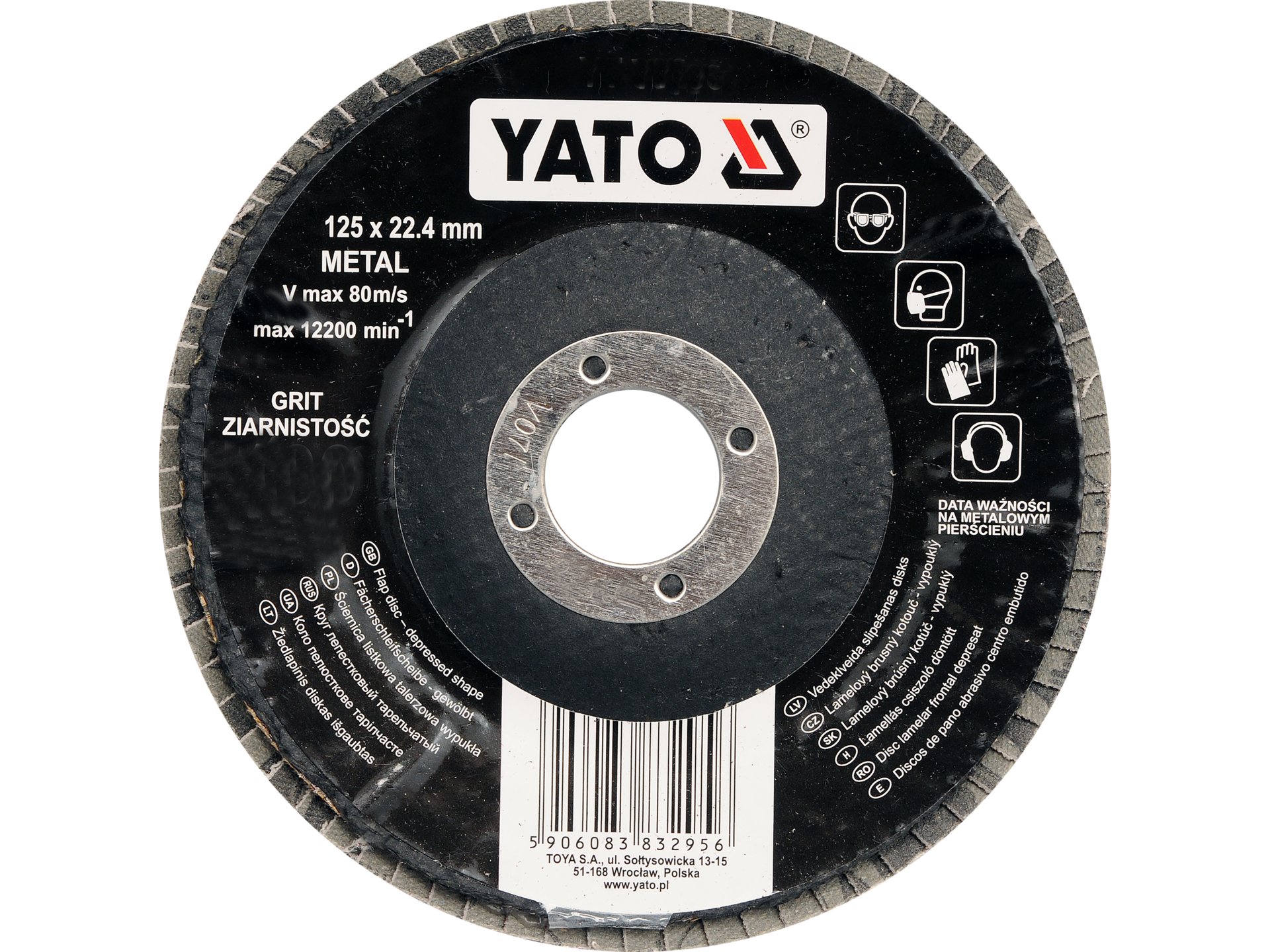 Ściernica listkowa wypukła YATO 125mm P60 do metalu drewna tworzyw YT-83293
