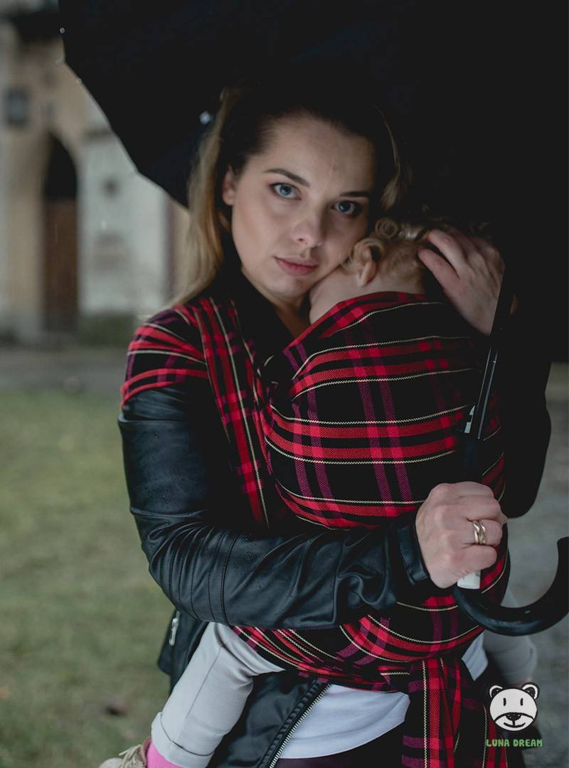Chusta do noszenia dzieci CHERRY TARTAN (krata) - 100% Bawełna, splot skośno-krzyżowy XXL (5,8 metra)