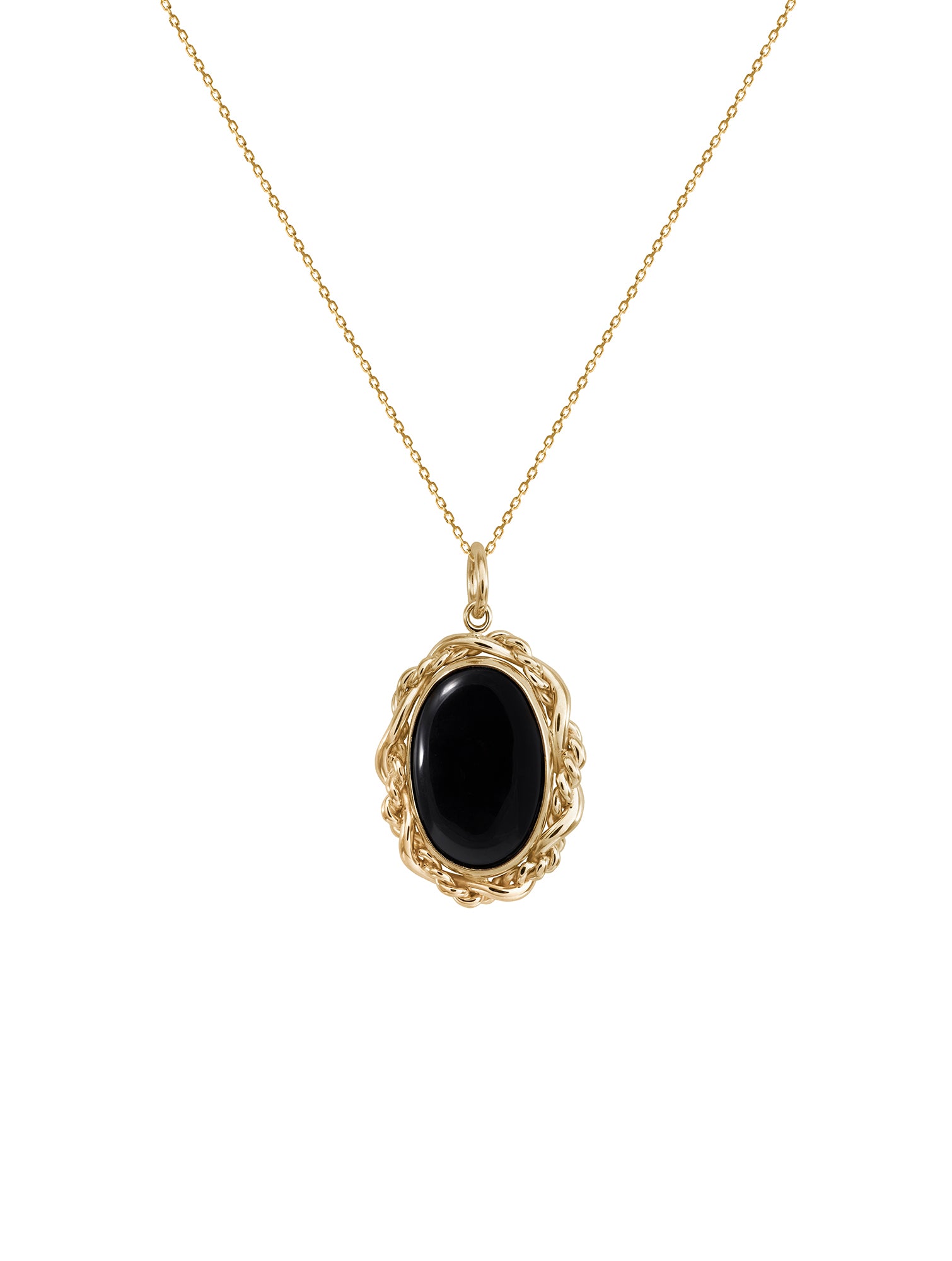 Zoe Necklace in Onyx - Naszyjnik z onyksem w ażurowej oprawie, 50