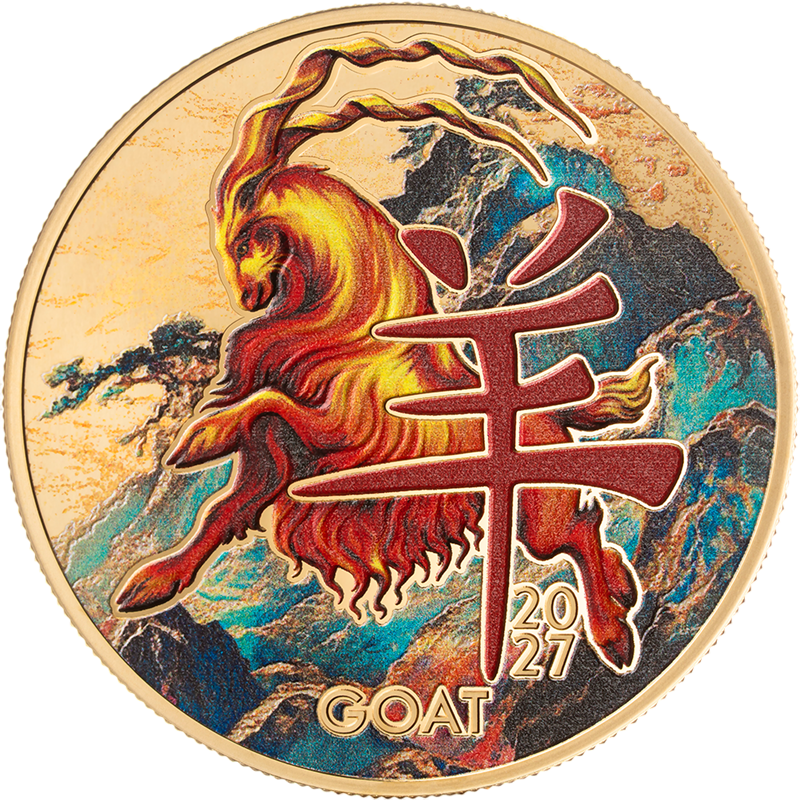 Srebrna moneta Lunar Zodiac Golden Collection: Rok Kozy 1/2 uncji 2027 - wysyłka 24 h! - Mennica Skarbowa