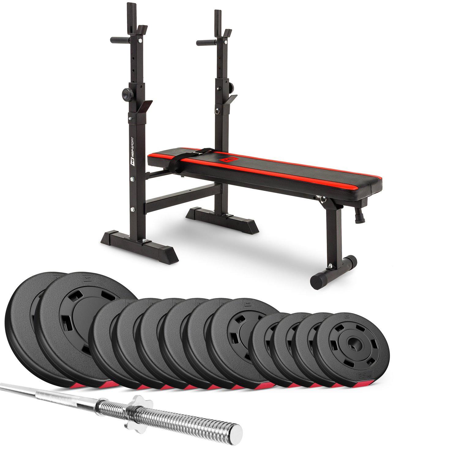 Kunststoff Hantelset 69 kg mit Hantelbank HS-1080