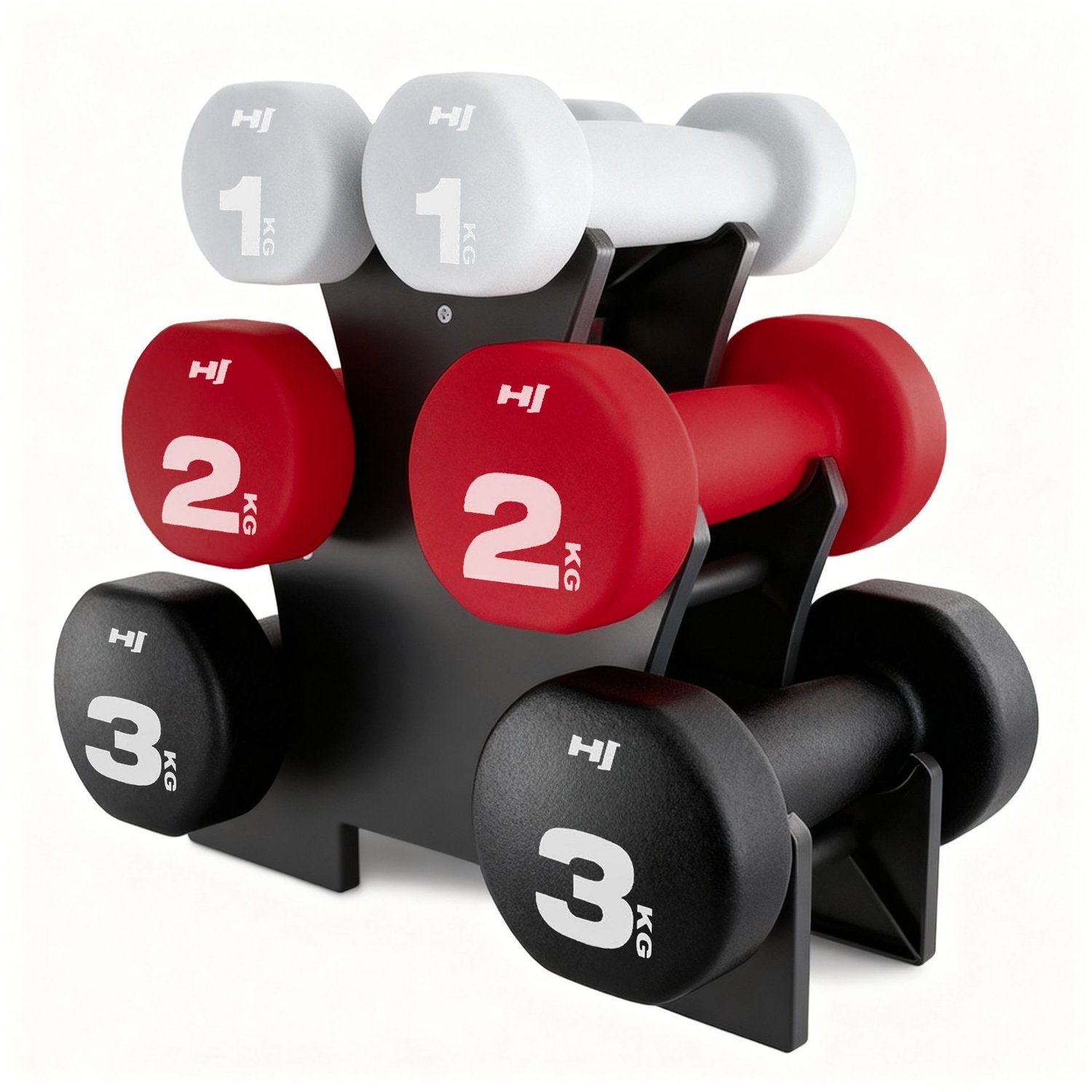 Sada okrúhlych fitness činiek so stojanom 12 kg