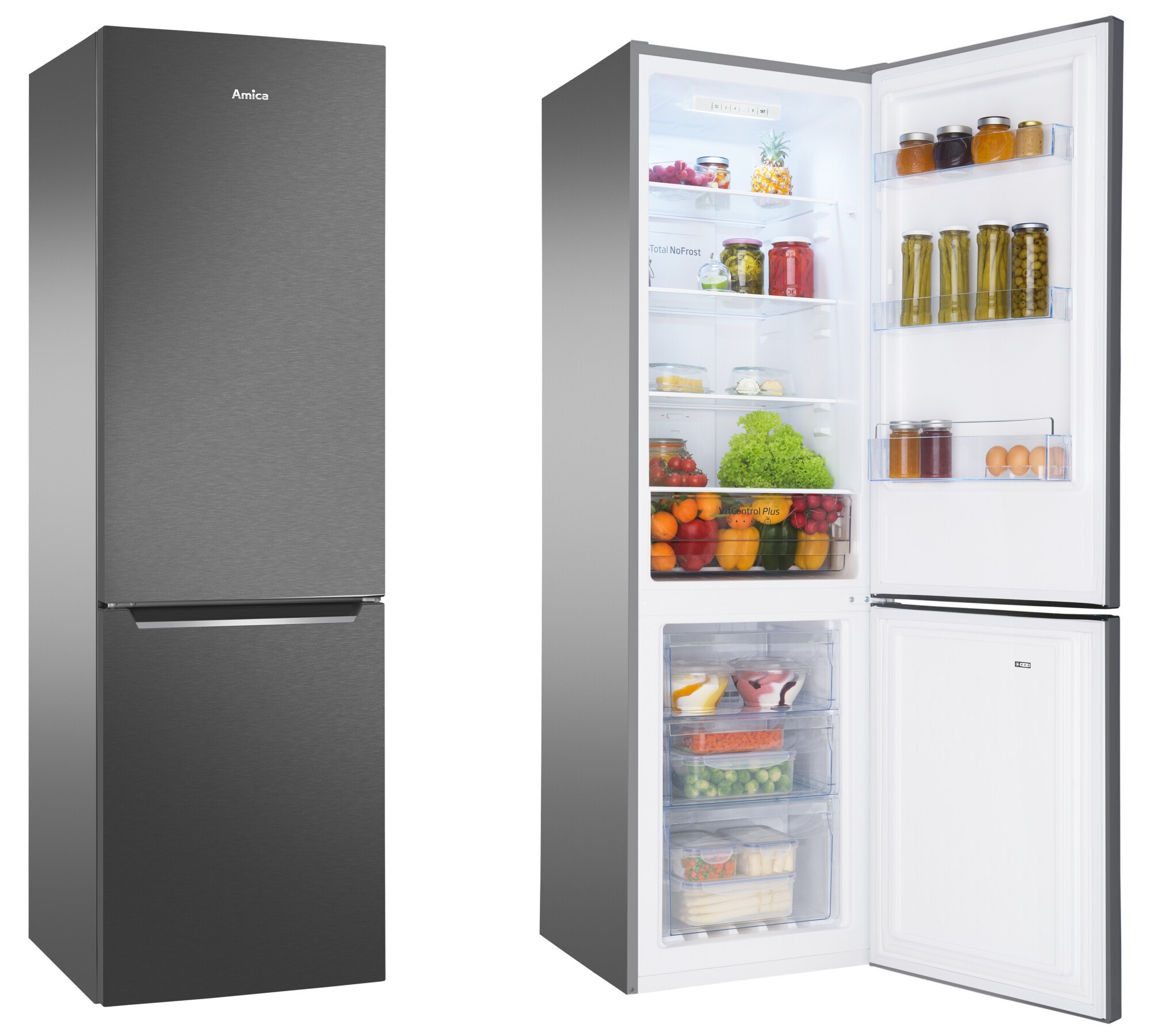 Lodówka Amica FK2995.2FTH(E) Czarny inox Total NoFrost