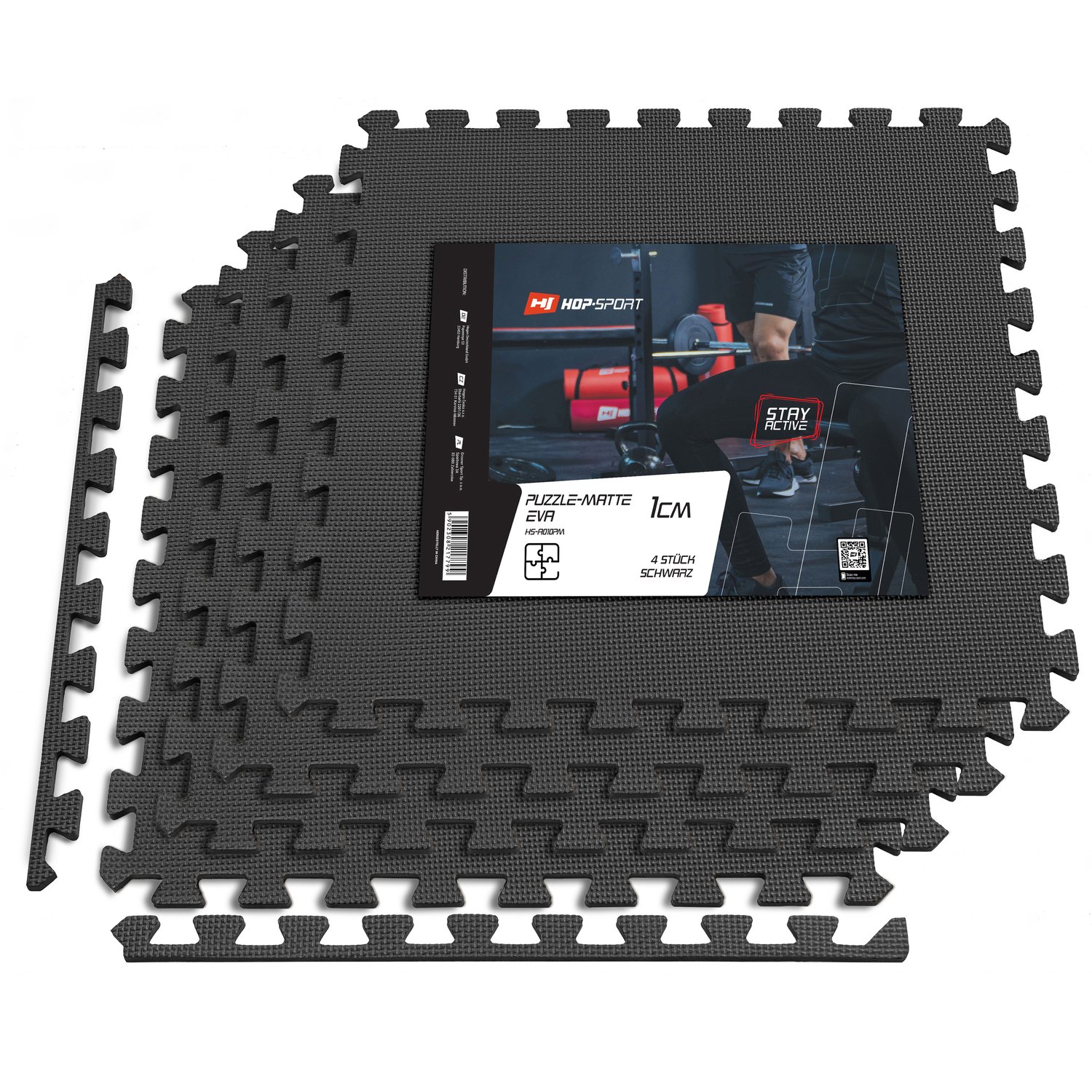 Mata puzzle EVA 1cm czarna - 4 sztuki