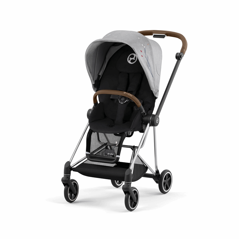 Cybex Mios 3.0 Fashion Collection - wózek spacerowy z gondolą Lux-Koi Crystallized-Chrome z brązową rączką