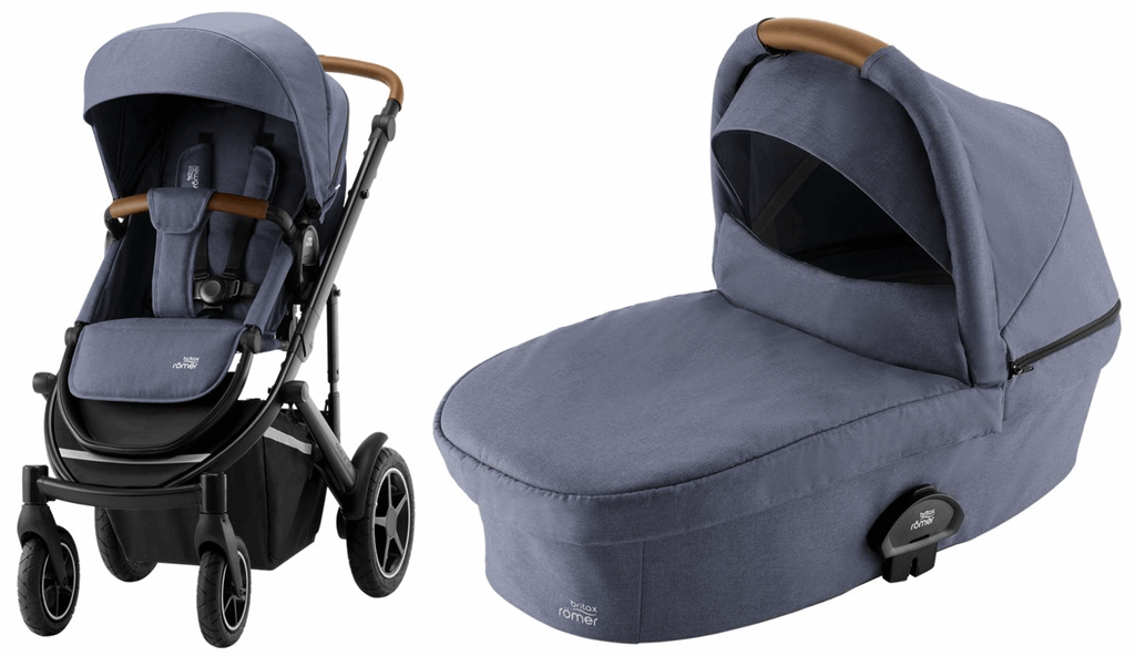 Britax Romer, Smile 3 Komfort Plus - wózek głęboko-spacerowy z fotelikiem Baby-Safe 3 i-Size i bazą Flex Base iSense-Indigo Blue-Frost Grey