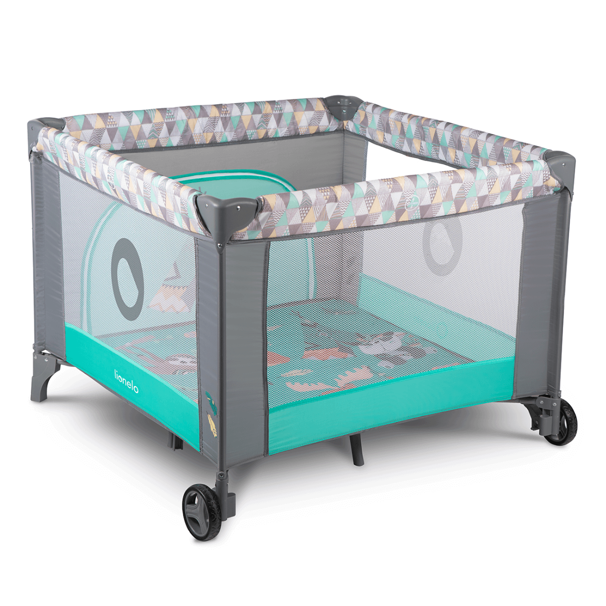 Lionelo, Fie - wielofunkcyjny kojec dla dzieci-Turquoise Scandi