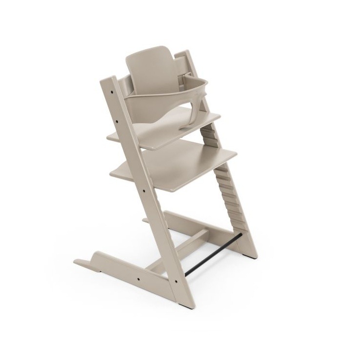 Stokke Tripp Trapp z Baby Set - rosnące krzesełko do karmienia + barierka z oparciem-Cashmere Grey