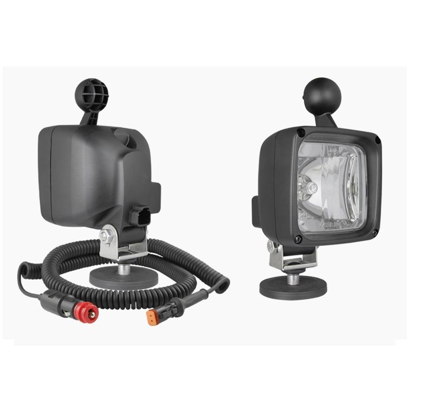 Halogenowa lampa robocza z uchwytem magnetycznym, złączem Deutsch DT04-2P i przewodem spiralnym H3 24V LKR5FF.46573 Wesem