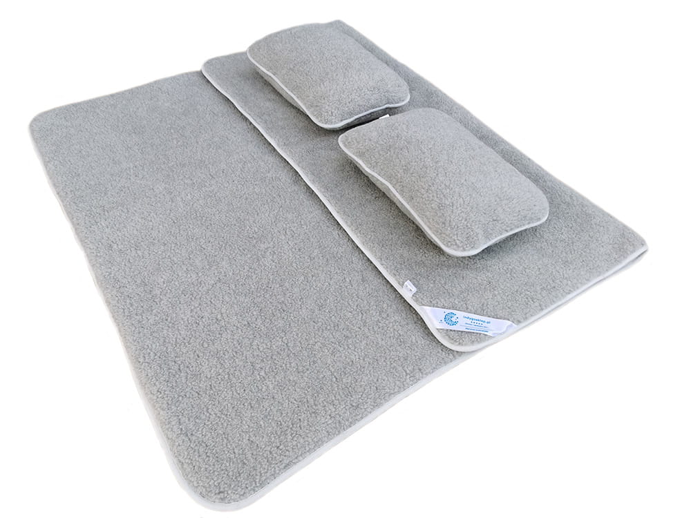 Pościel wełniana merynos tumbler szary (kołdra 200x220, 2x poduszka 40x60) (+-5cm)