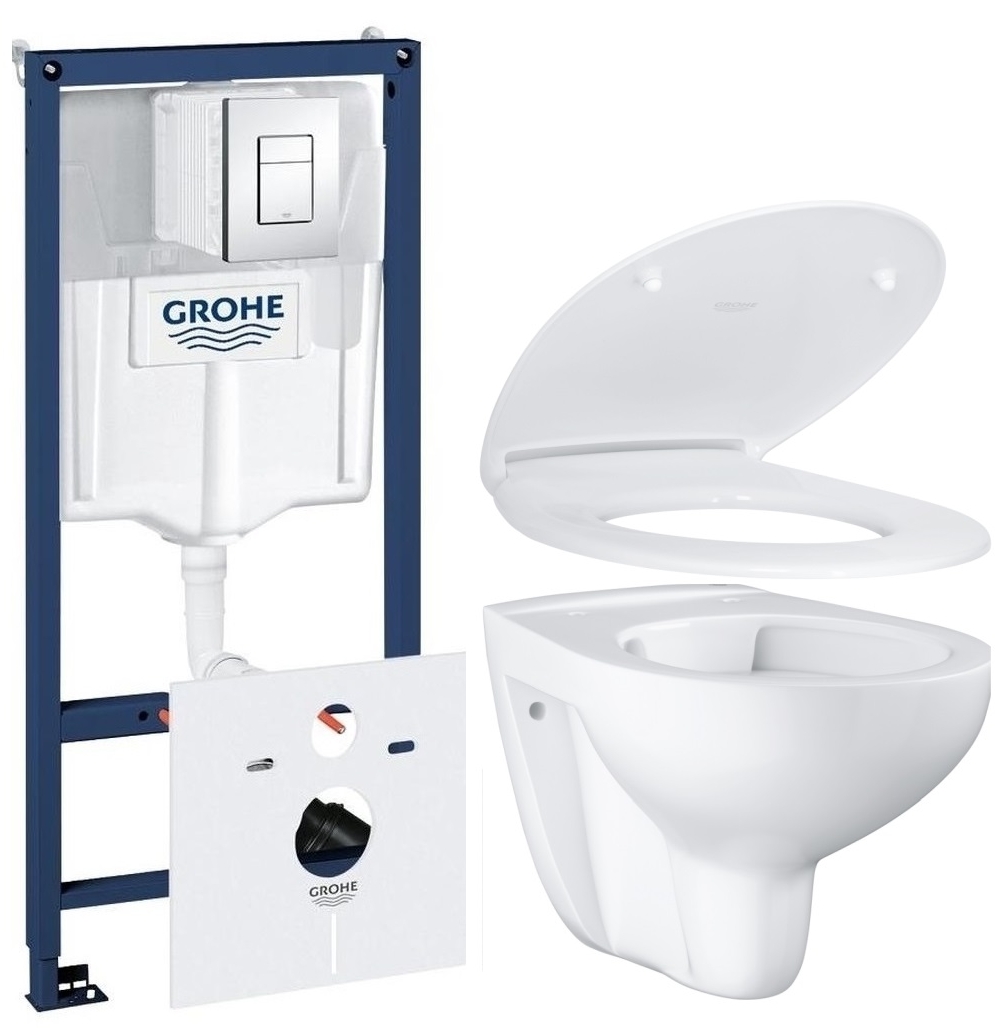 Darmowa Dostawa - Zestaw miska z deską i stelaż z przyciskiem Grohe Bau Ceramic abset4084
