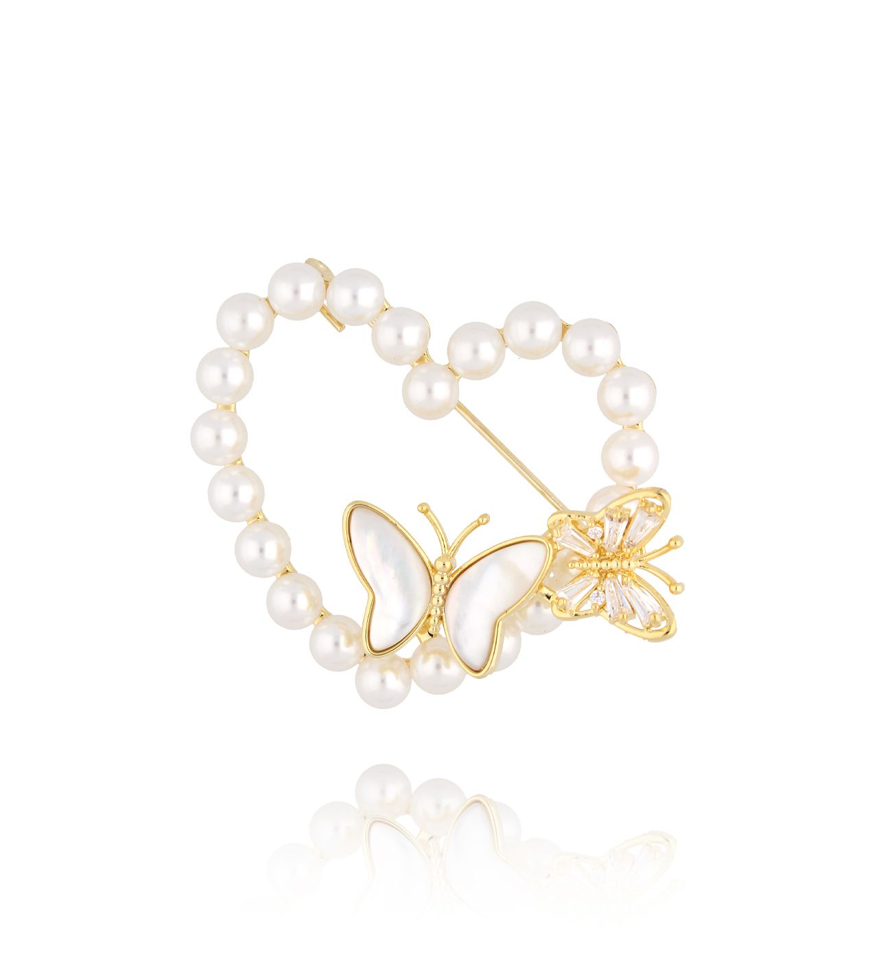 Broszka serce z perłami Serene Nightfall Pearls BRPE0031 - By Dziubeka
