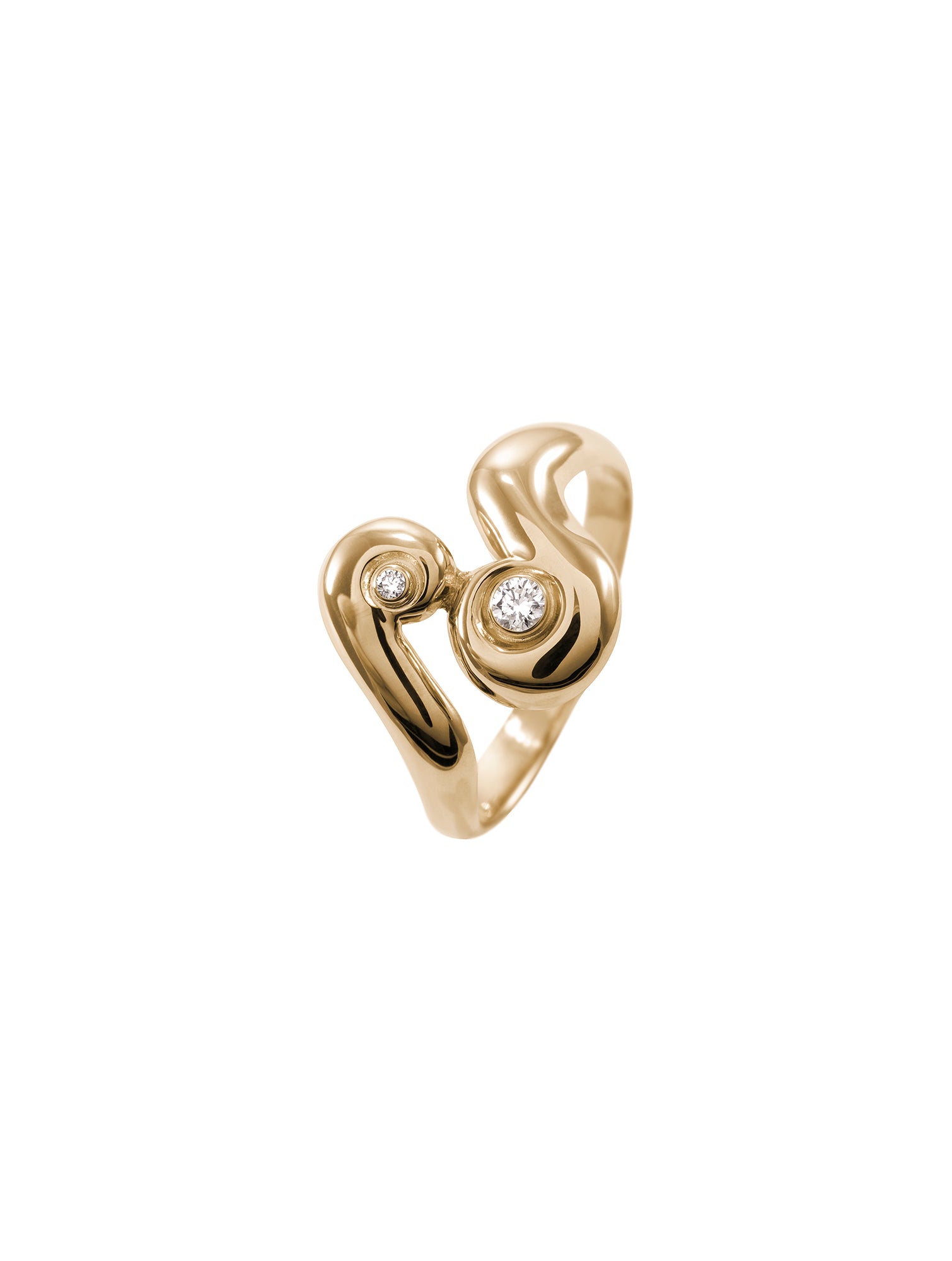 Cometa Diamond Ring - sygnet z dwoma brylantami o nieregularnej formie, 14