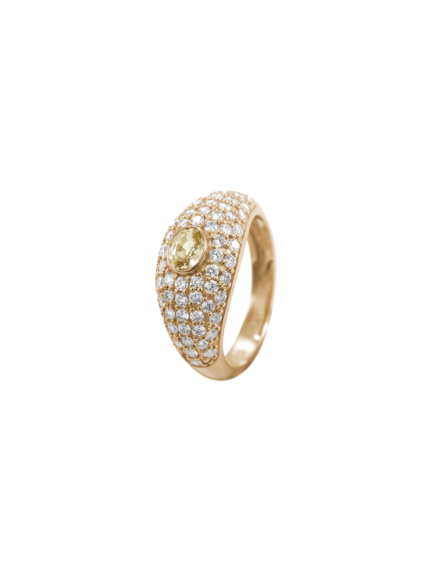 Giorno Diamond Signet - sygnet z żółtym szafirem wysadzany brylantami., 14