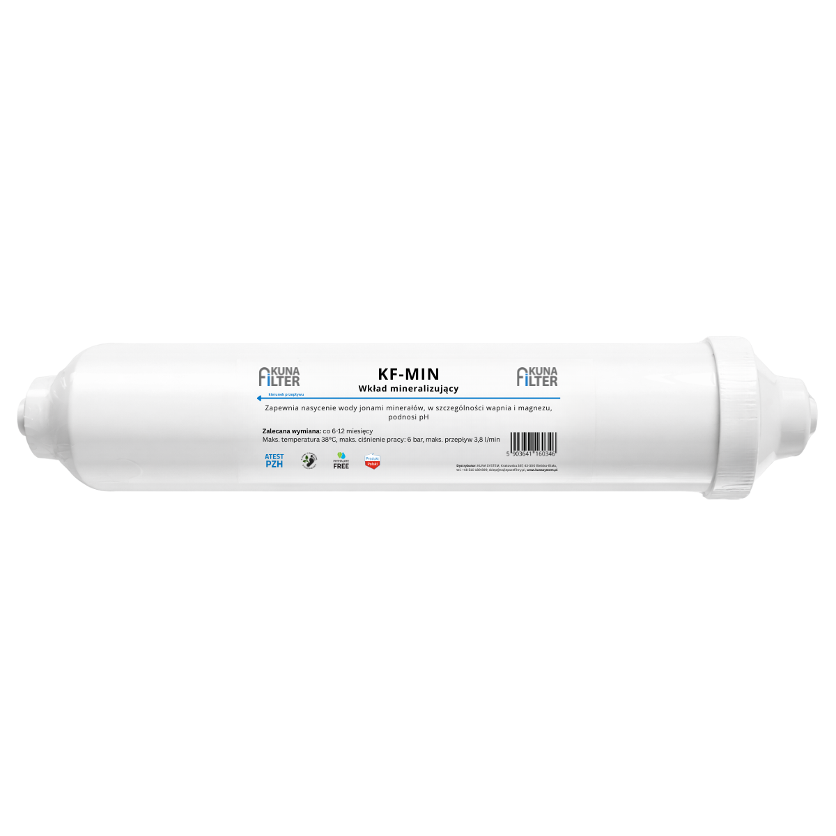 Mineralizator do odwróconej osmozy. Uzupełnij minerały po osmozie. Przyłącze 1/4'' szybkozłączka. Wkład mineralizujący Kuna Filter.