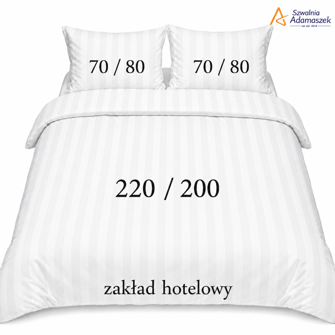 Pościel Hotelowa Adamaszek 2 cm 220x200 + 2x poszewka 70x80 | 100% Bawełna – Zakładka Hotelowa | Szwalnia Adamaszek