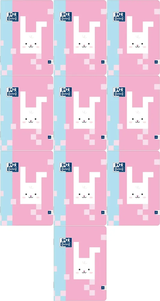 10x Zeszyt w wąskie kolorowe linie Oxford Zoo Blocks, A5, 16 kartek, mix wzorów