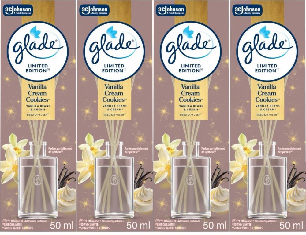 4x Patyczki zapachowe Glade Reed Diffuser Vanilla Cream Cookies, 50ml