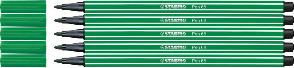 5x Pisak Stabilo Pen 68/36, okrągła, 1mm, zielony