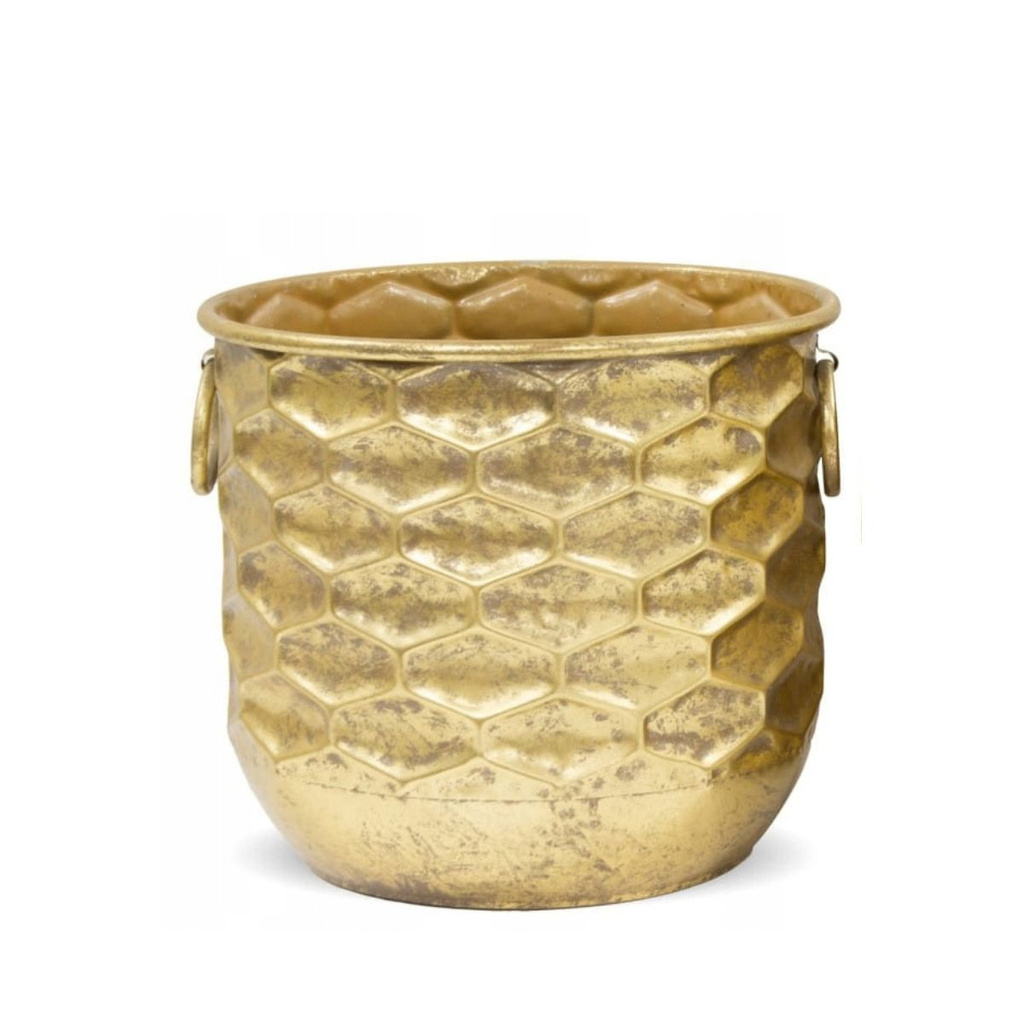Osłonka metalowa złota plaster miodu pękata z uszami 30,5x34cm
