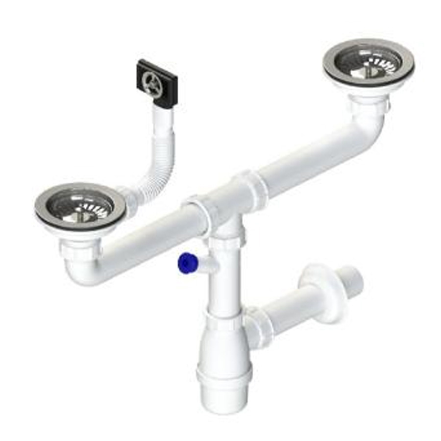 Syfon do zlewu fi 90 mm, butelkowy, 2-komory, metalowe sitka Tycner
