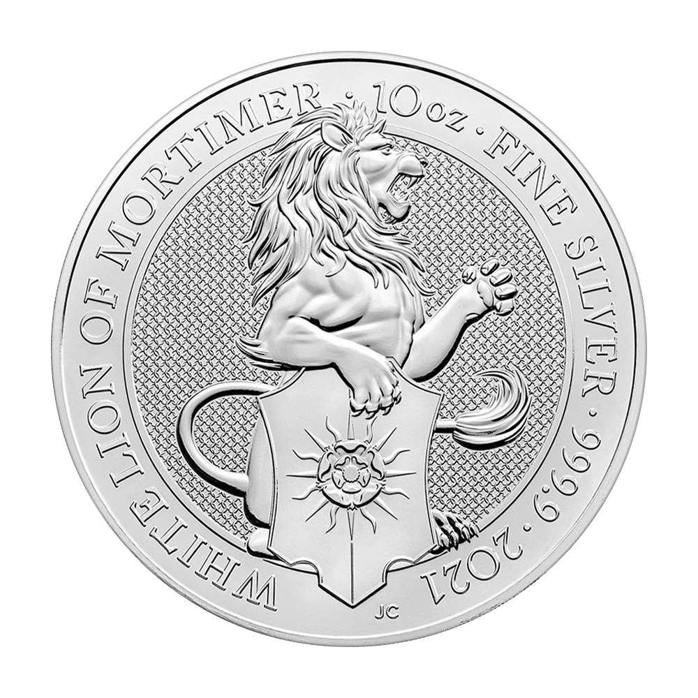 Srebrna moneta Bestie Królowej: White Lion of Mortimer 10 uncji - wysyłka 24 h! - Mennica Skarbowa
