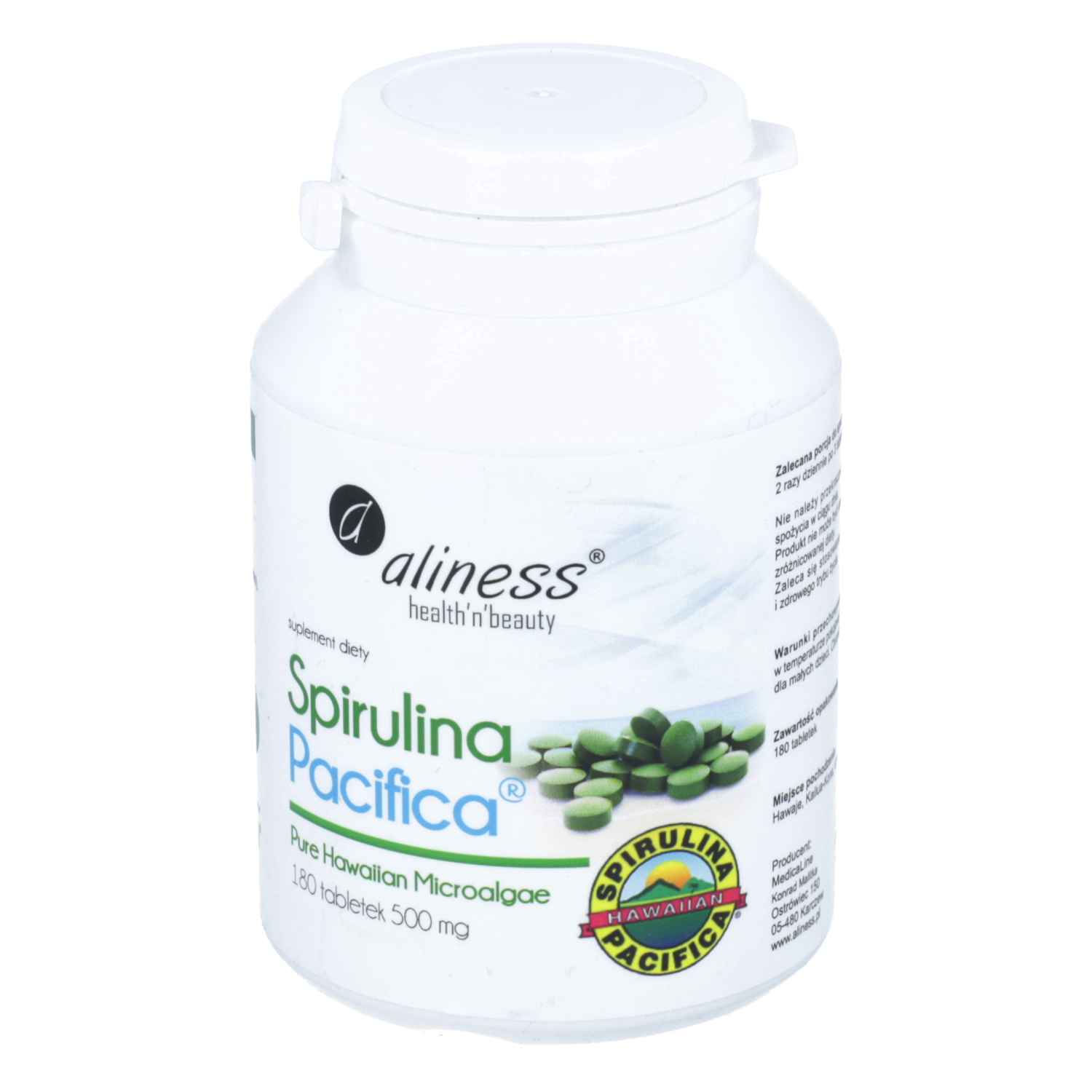 Aliness spirulina pacifica 500 mg, 180 tabletek