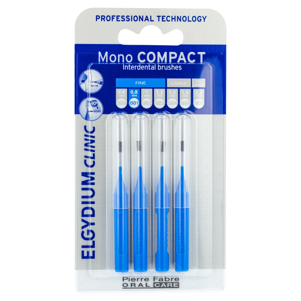 Elgydium clinic mono - szczoteczki międzyzębowe, 0,8 mm, niebieskie, 4 sztuki
