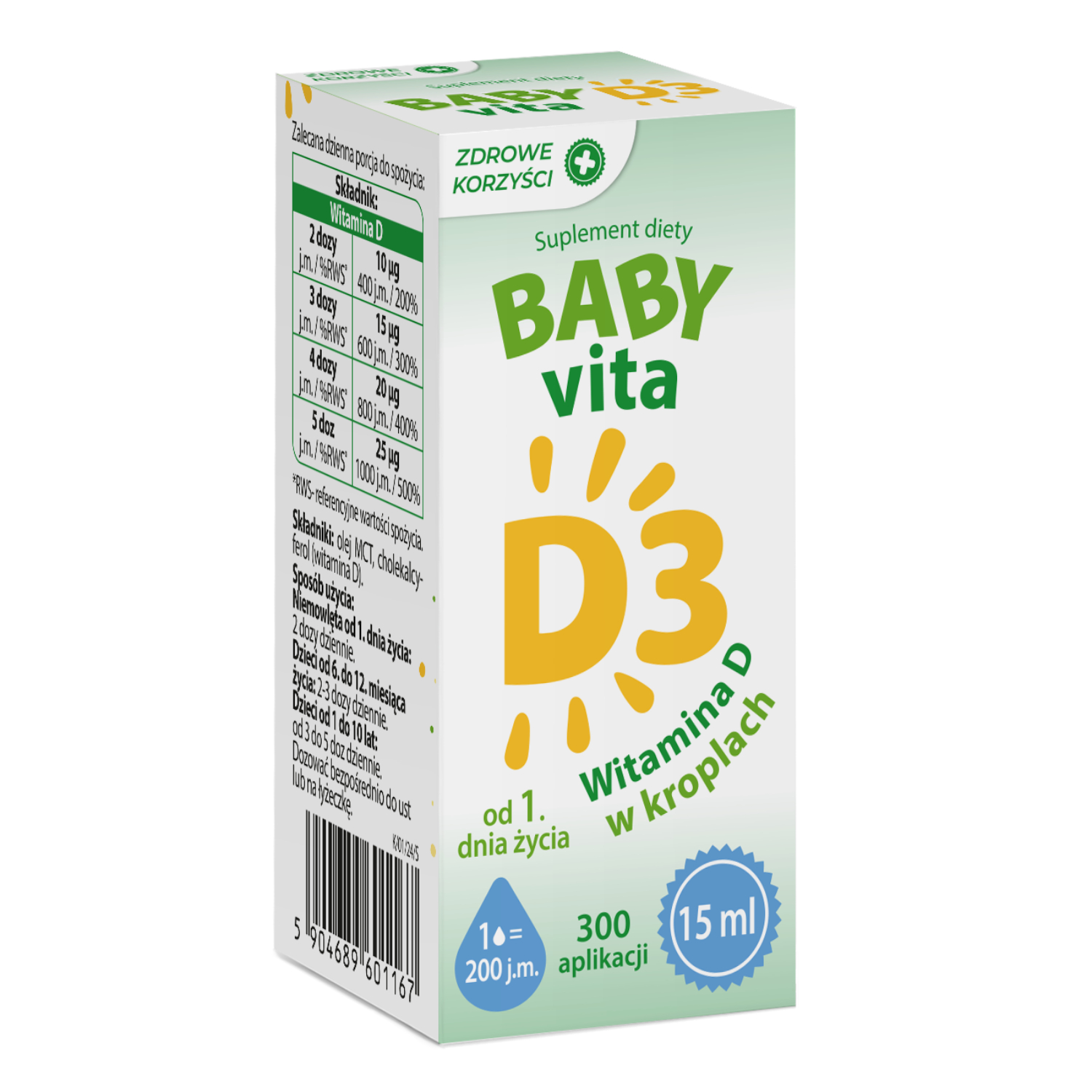 Zdrowe korzyści babyvita d3, krople, 15 ml (data ważności: 30.11.2026)