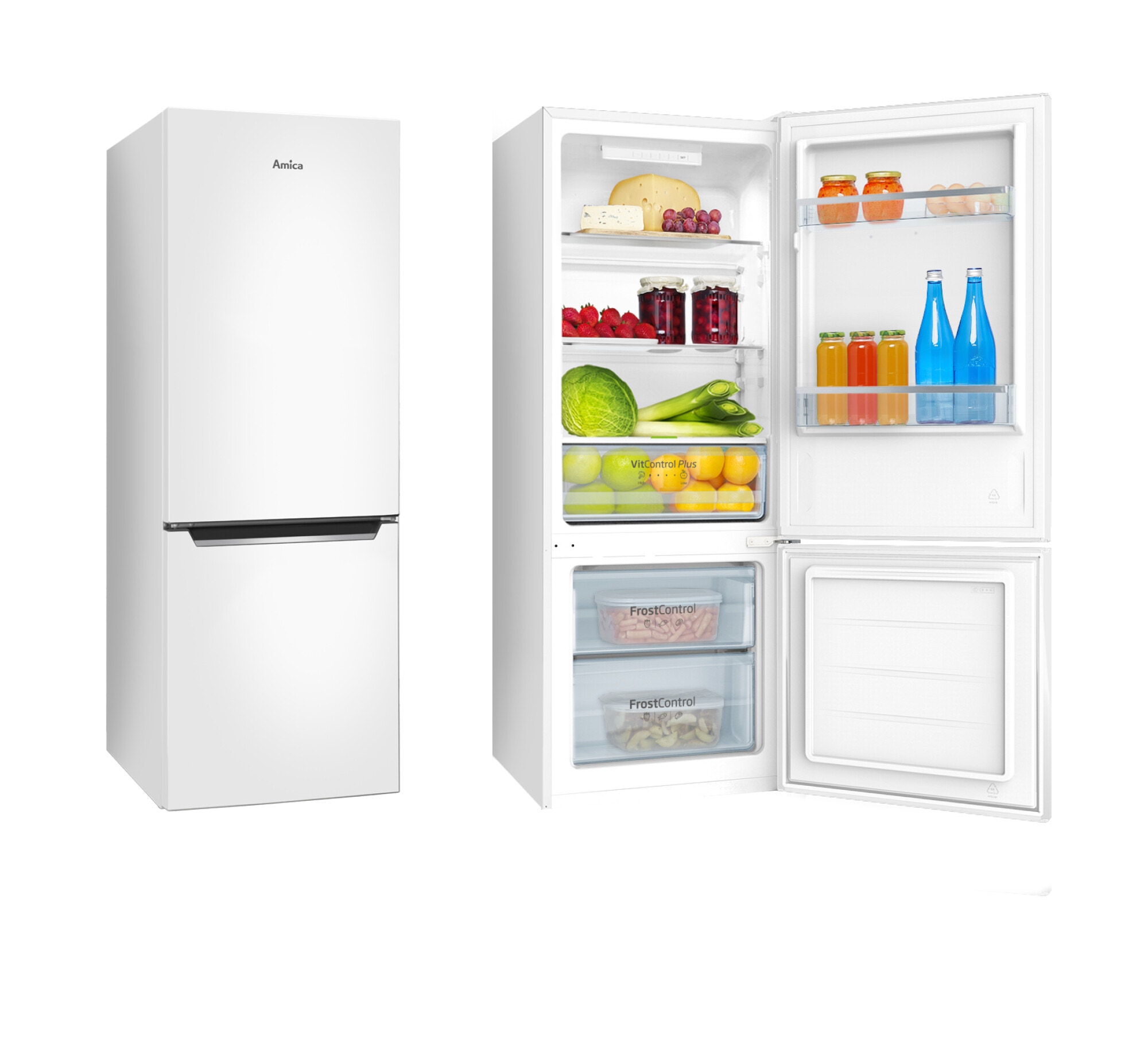 Lodówka Amica FK244.4(E) Biały FrostControl w zamrażarce