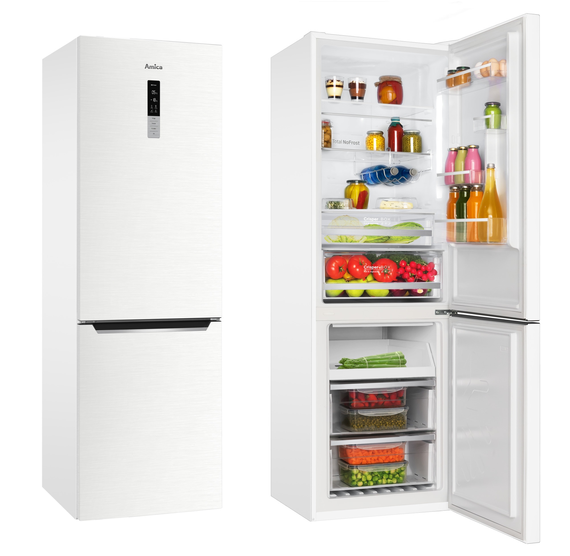 Lodówka Amica FK3606D.2DFWi (E) Biały Inox Total NoFrost