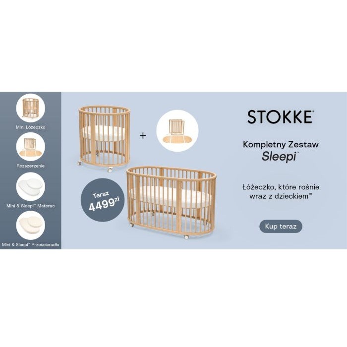 Stokke Sleepi V3 Complete Bundle - kompletny zestaw Sleepi-White-Leafy Green