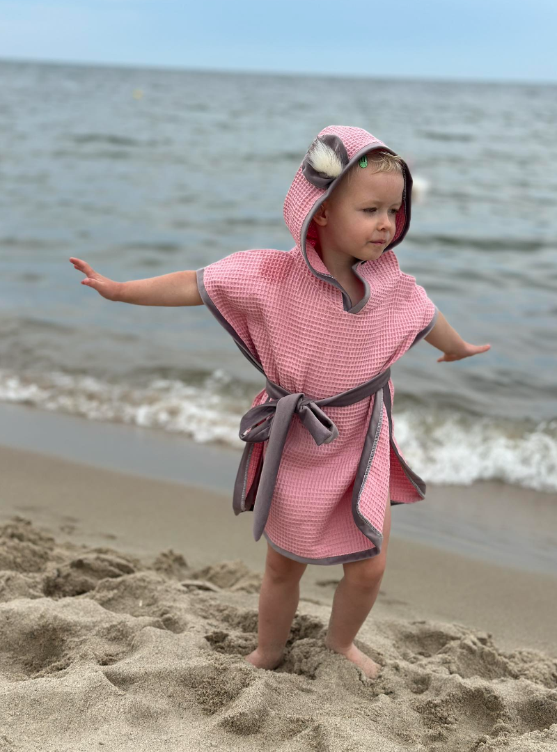 Ponczo kąpielowe dziecięce Bubble Hop Soft Pink